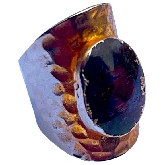 7.5 7.75 8 Moss Agate Gem Gemstone Fine Art Ring Solid Metal Plated Gold Filled